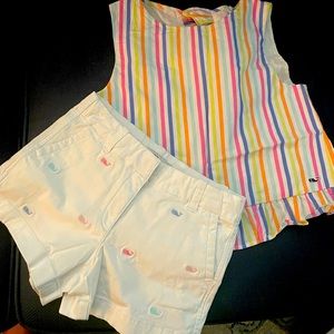NWOT vineyard vines denim shorts (size 8) & ruffle tank (L)